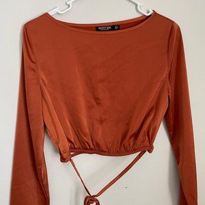 NastyGal - Satin Cropped Long sleeve - Small